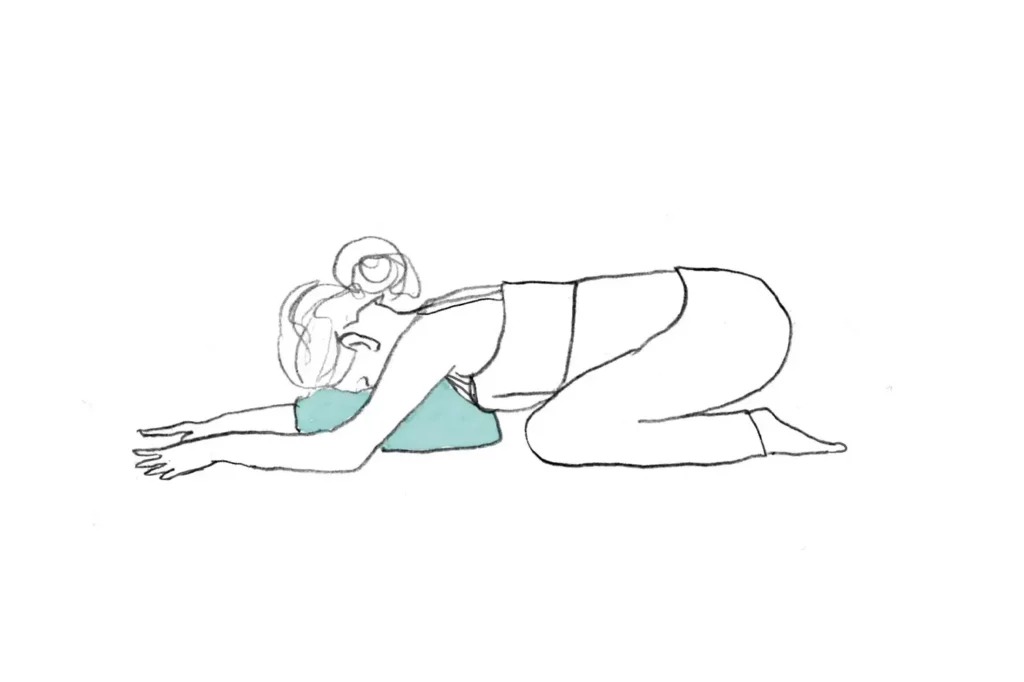 Pregnant woman in child's pose drawing