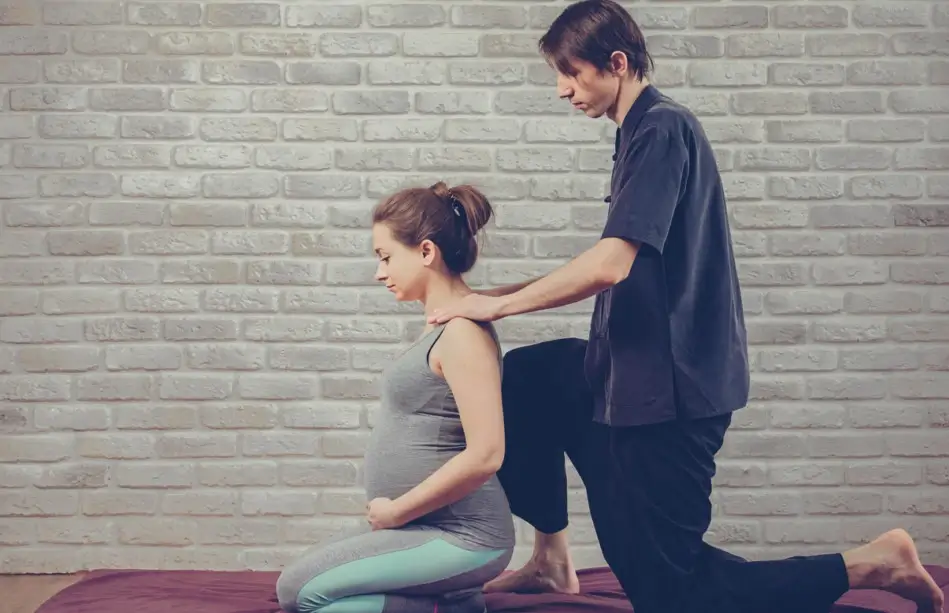 Partners doing yoga