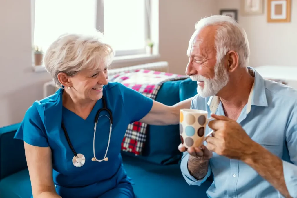 hospice nurse caring for an elderly man