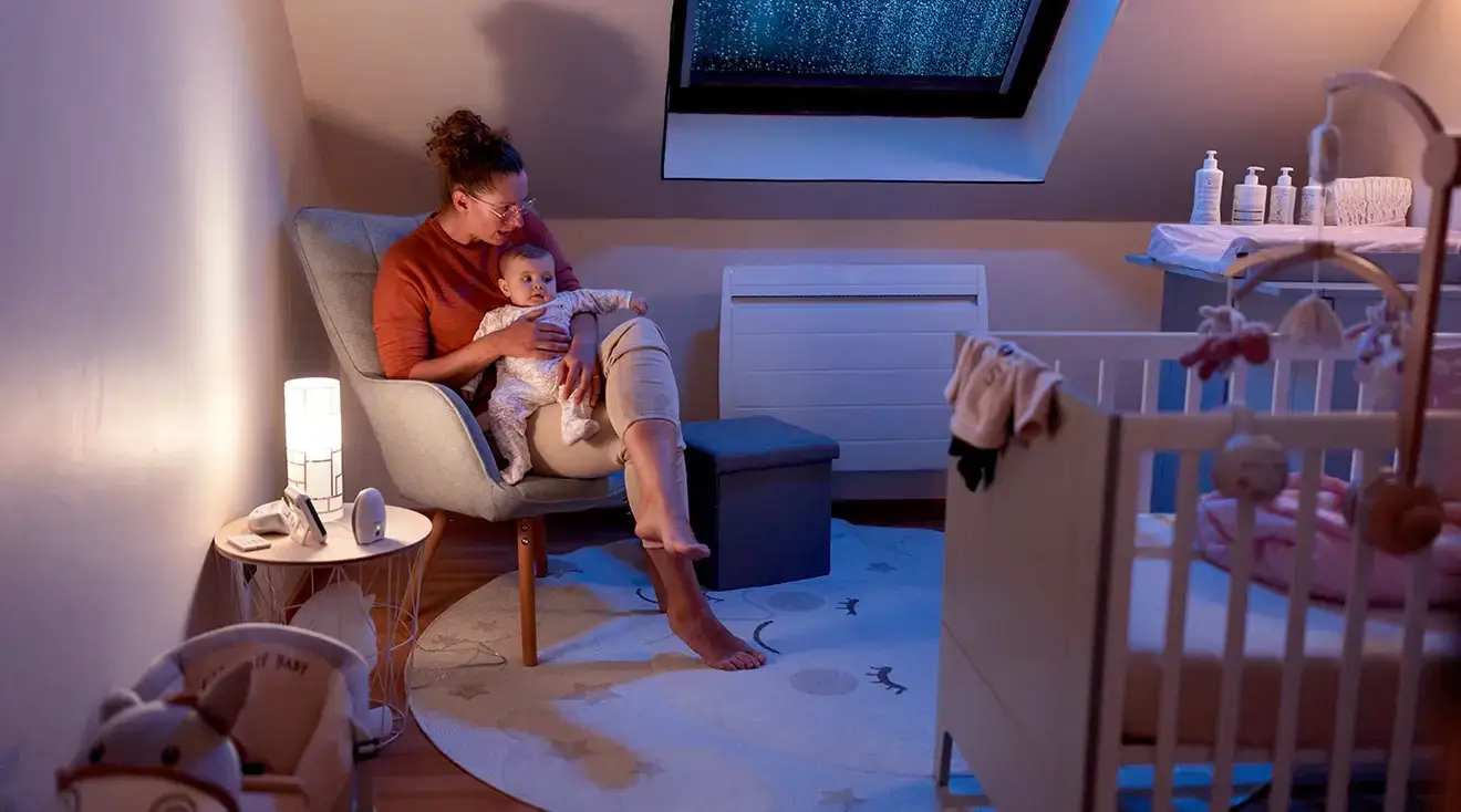 night doula sitting with baby durinng the night